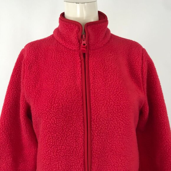 T BY TALBOTS ~ WOMENS SMALL ~ RED FLEECE CARGO FULL ZIP JACKET - Picture 2 of 7